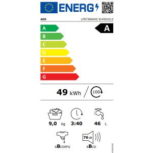 AEG LFR73964VG Πλυντήριο Ρούχων UniversalDose 9kg με Ατμό
