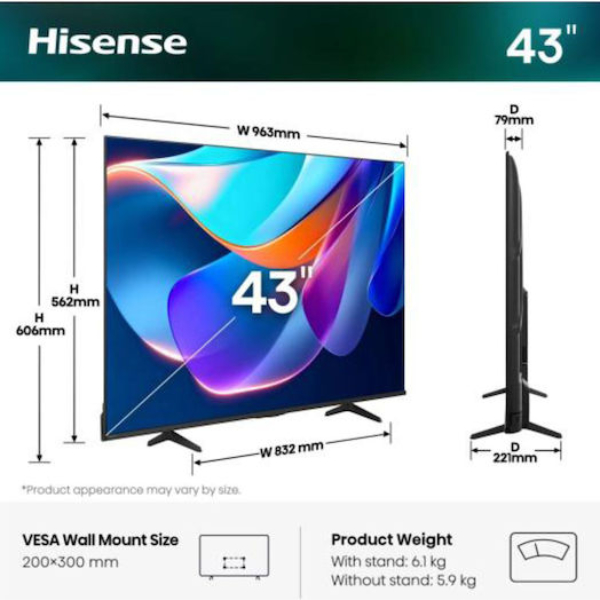 Hisense 43A6S Τηλεόραση 43” 4K UHD Smart